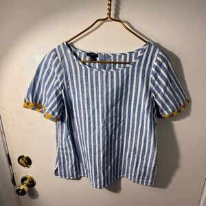 Talbots Blue and White Striped Blouse Size SP